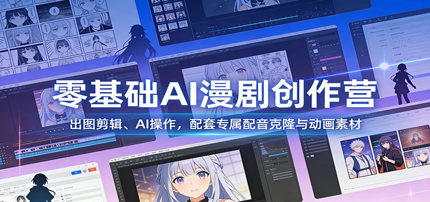 零基础AI漫剧创作营：出图剪辑、AI操作，配套专属配音克隆与动画素材|中创学习社