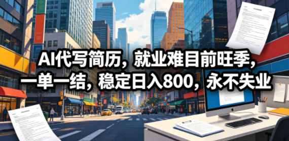AI代写简历，就业难目前旺季，一单一结，稳定日入800，永不失业 - 觅资源