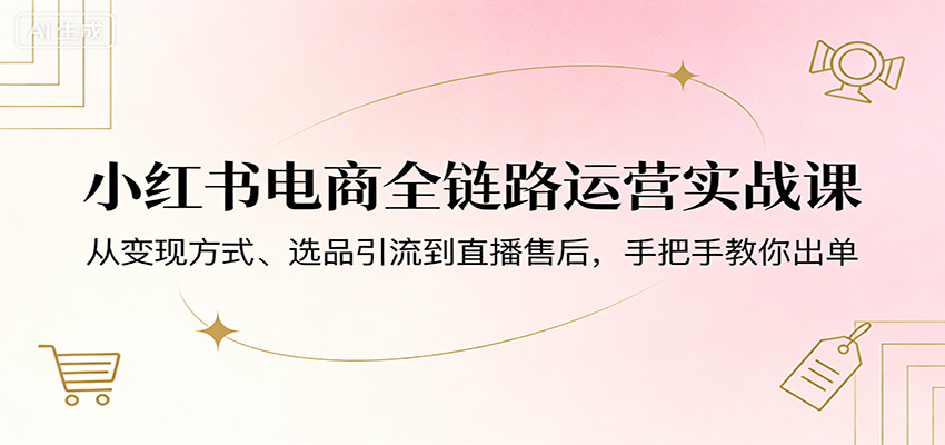 小红书电商全链路运营实战课：从变现方式、选品引流到直播售后，手把手教你出单 - 觅资源