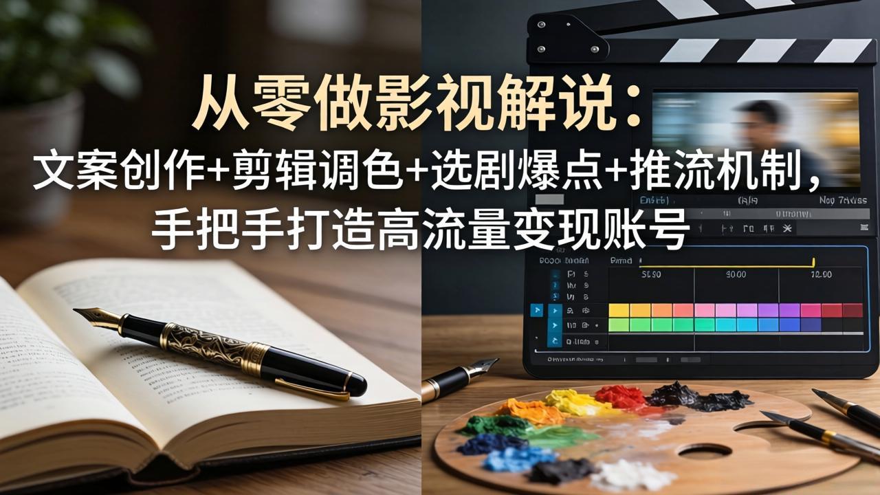 从零做影视解说：文案创作+剪辑调色+选剧爆点+推流机制，手把手打造高流量变现账号 - 觅资源