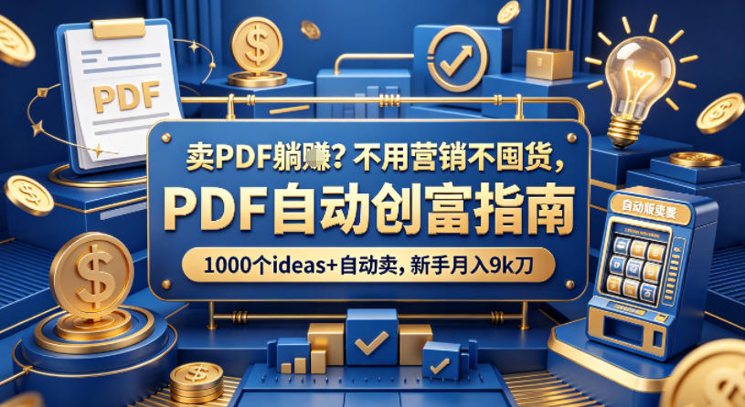 卖PDF躺賺？不用营销不囤货，PDF自动创富指南，1000个ideas+自动卖，新手月入9k刀【原创双语字幕】 - 觅资源
