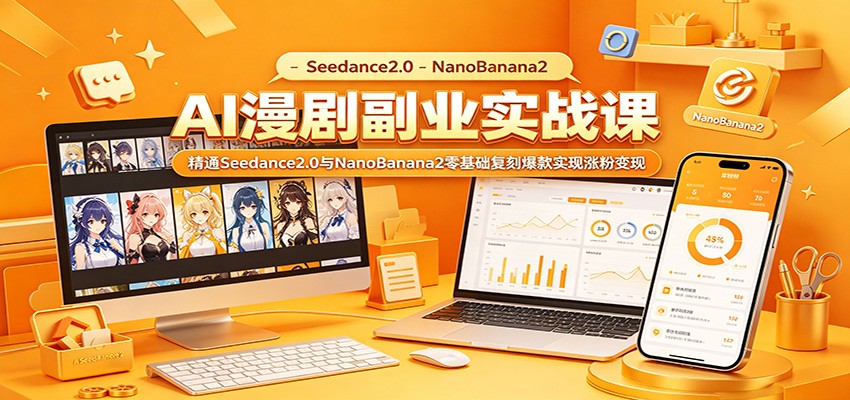 AI漫剧副业实战课：精通Seedance2.0与NanoBanana2零基础复刻爆款实现涨粉变现 - 觅资源