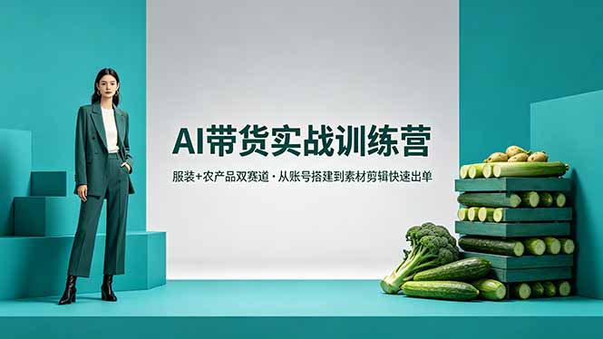AI带货实战训练营，服装+农产品双赛道，从账号搭建到素材剪辑快速出单 - 觅资源