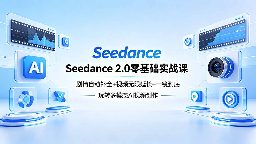Seedance 2.0零基础实战课：剧情自动补全+视频无限延长+一镜到底：玩转多模态AI视频创作 - 觅资源