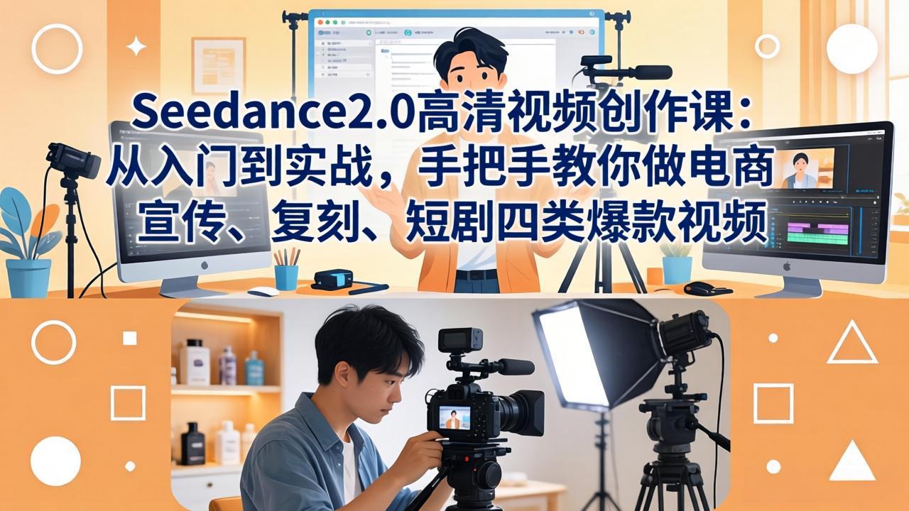 Seedance2.0高清视频创作课：从入门到实战，手把手教你做电商、宣传、复刻、短剧四类爆款视频 - 觅资源