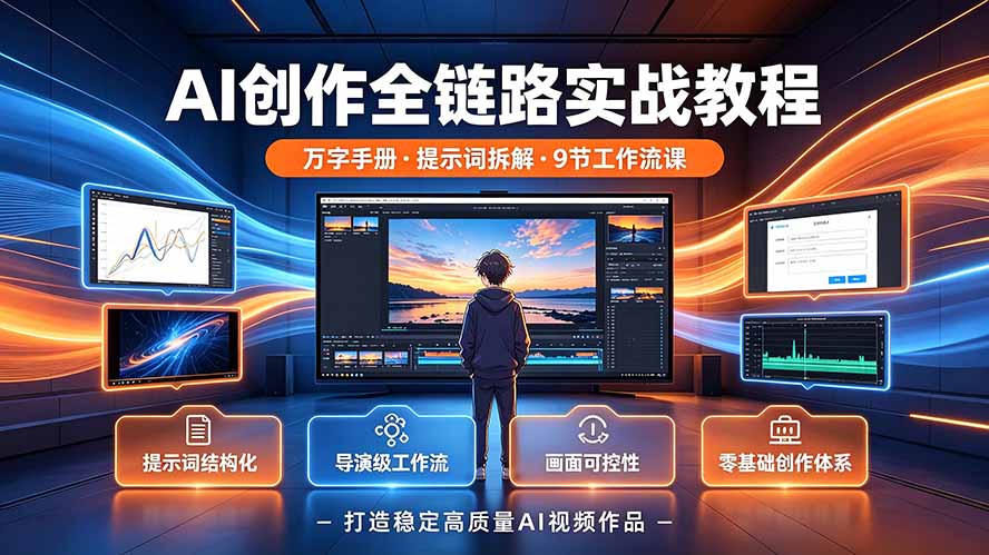 AI创作全链路实战教程｜万字手册·提示词拆解·9节工作流课，打造稳定高质量AI视频作品 - 觅资源