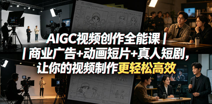 AIGC视频创作全能课｜商业广告+动画短片+真人短剧，让你的视频制作更轻松高效 - 觅资源