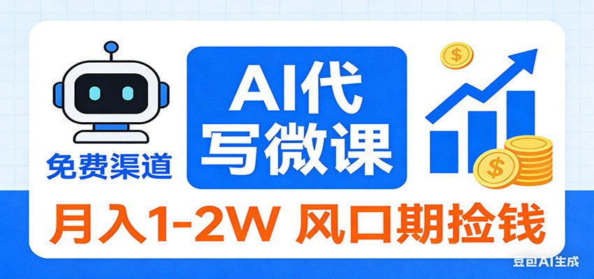 2026告别打工！AI 代写微课，提供免费渠道，月入 1-2W 风口期捡钱|中创学习社