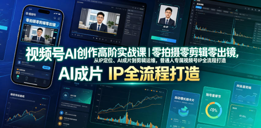 视频号AI创作高阶实战课｜零拍摄零剪辑零出镜，从IP定位、AI成片到剪辑运维，普通人专属视频号IP全流程打造 - 觅资源