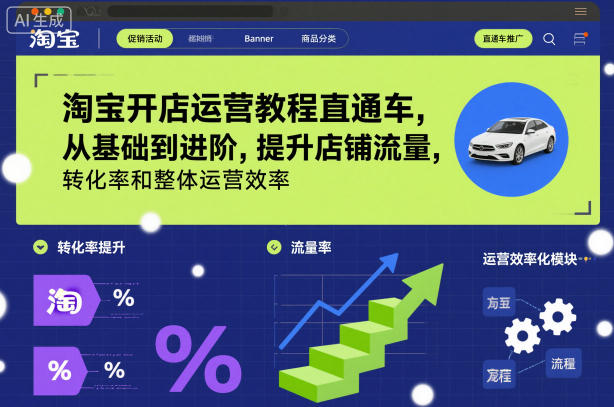 淘宝开店运营教程直通车，从基础到进阶，提升店铺流量，转化率和整体运营效率(更新26年05月27日) - 觅资源