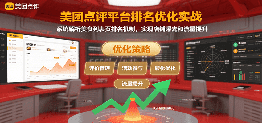 美团点评平台排名优化实战，系统解析美食列表页排名机制，实现店铺曝光和流量提升|YX网创