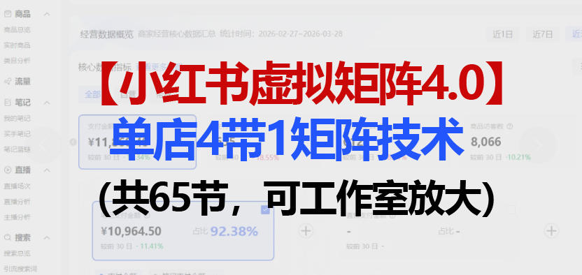 小红书虚拟矩阵4.0技术：单店4带1矩阵(共65节，可工作室放大) - 觅资源