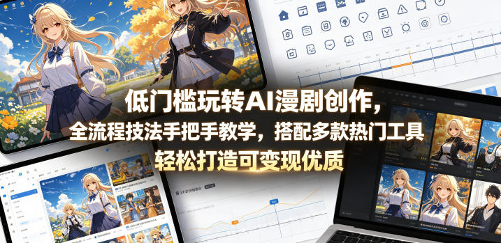 低门槛玩转AI漫剧创作，全流程技法手把手教学，搭配多款热门工具，轻松打造可变现优质作品 - 觅资源