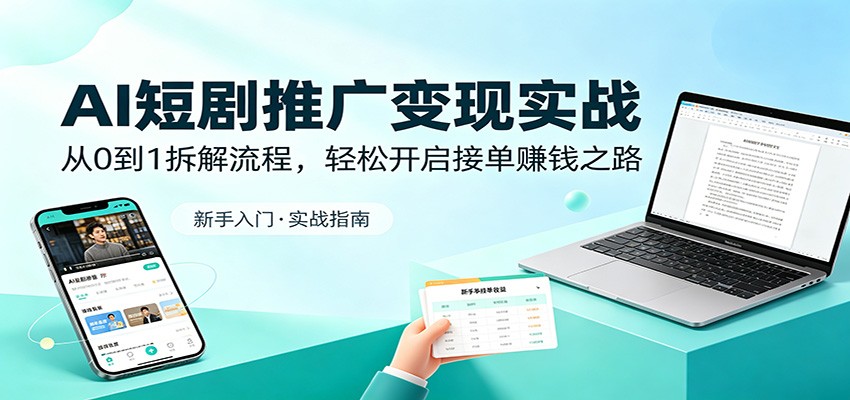 AI短剧推广变现实战：从0到1拆解流程，轻松开启接单赚钱之路 - 觅资源