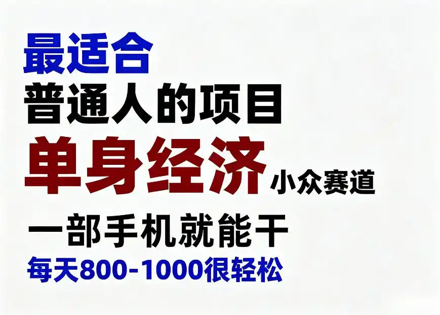 身经济小众赛道,一部手机就能干,每天搞个800-1000很轻松,最适合普通人的项目【揭秘】