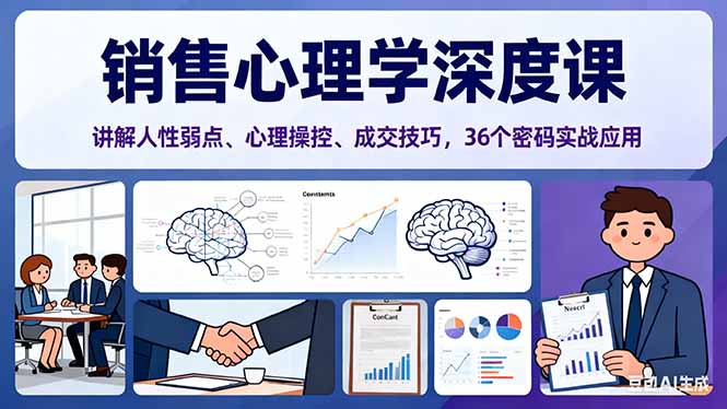 销售心理学深度课，讲解人性弱点、心理操控、成交技巧，36个密码实战应用|YX网创