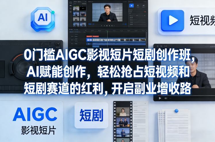 0门槛AIGC影视短片短剧创作班，AI赋能创作，轻松抢占短视频和短剧赛道的红利，开启副业增收路|中创学习社
