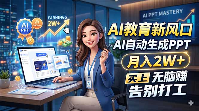 AI教育新风口，AI自动生成PPT，月入2W+，无脑赚，告别打工 - 觅资源