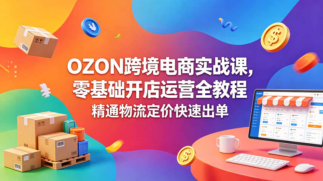 OZON 跨境电商实战课，零基础开店运营全教程，精通物流定价快速出单 - 觅资源
