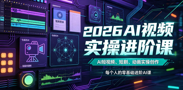 2026AI视频实操进阶课，AI短视频、短剧、动画实操创作，每个人的零基础进阶ai课 - 觅资源