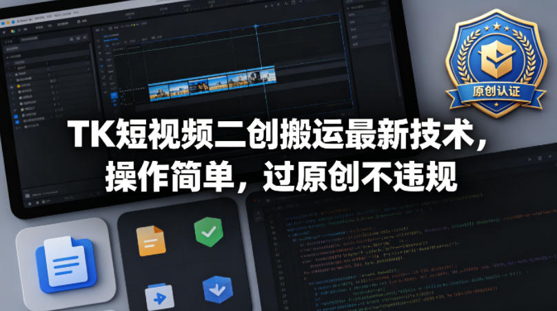 TK短视频二创搬运最新技术，操作简单，过原创不违规 - 觅资源