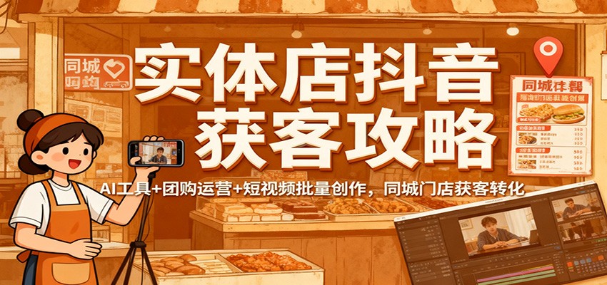 实体店抖音获客攻略：AI工具+团购运营+短视频批量创作，同城门店获客转化|YX网创