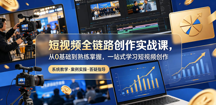 短视频全链路创作实战课，从0基础到熟练掌握，一站式学习短视频创作 - 觅资源