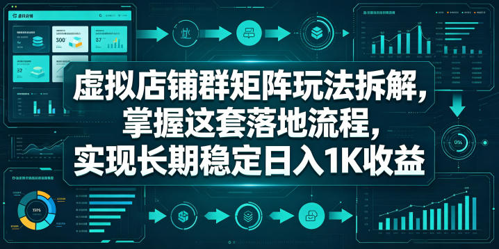 虚拟店铺群矩阵玩法拆解，掌握这套落地流程，实现长期稳定日入1K收益【揭秘】 - 觅资源