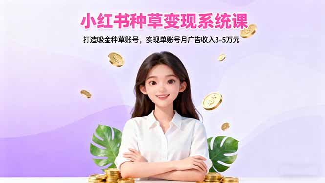 小红书种草变现系统课：打造吸金种草账号，实现单账号月广告收入3-5万元|YX网创