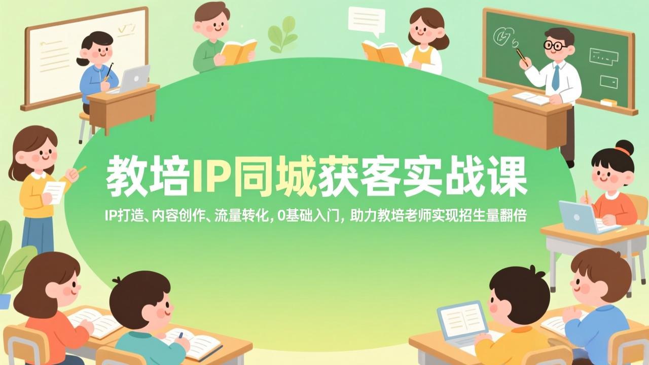 教培IP同城获客实战课，IP打造、内容创作、流量转化，0基础入门，助力教培老师实现招生量翻倍|中创学习社