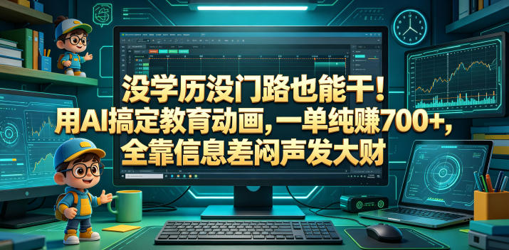 没学历没门路也能干！用AI搞定教育动画，一单纯賺700+，全靠信息差闷声发大财【揭秘】 - 觅资源