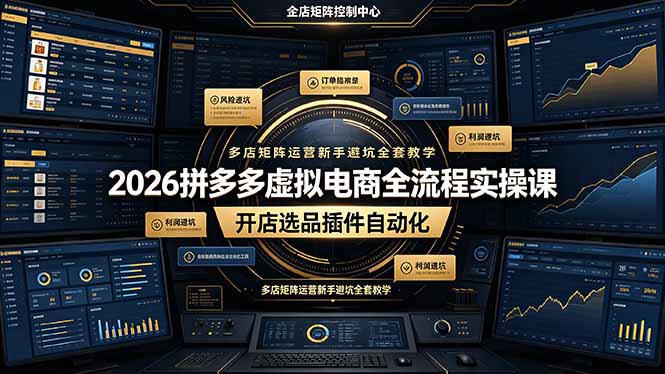 2026拼多多虚拟电商全流程实操课，开店选品插件自动化，多店矩阵运营新手避坑全套教学 - 觅资源