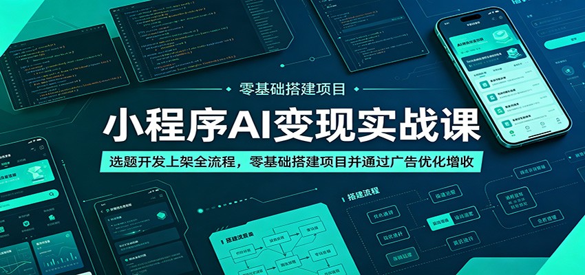 小程序AI变现实战课：选题开发上架全流程，零基础搭建项目并通过广告优化增收 - 觅资源