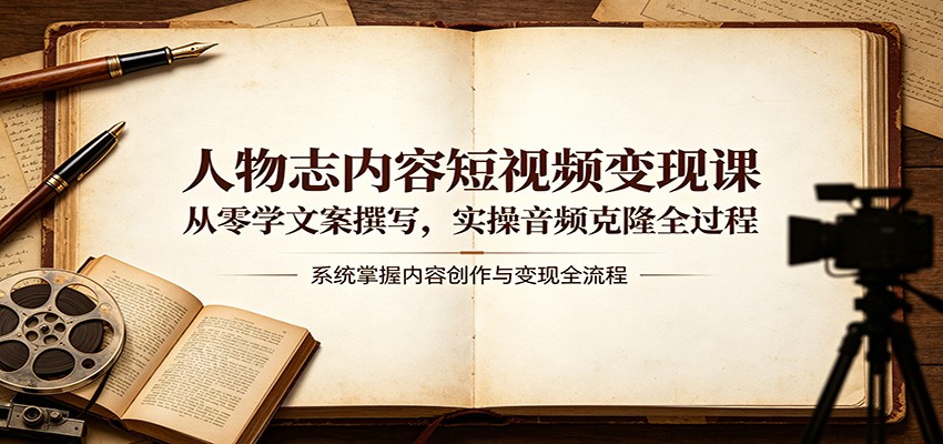 人物志内容短视频变现课：从零学文案撰写，实操音频克隆全过程 - 觅资源