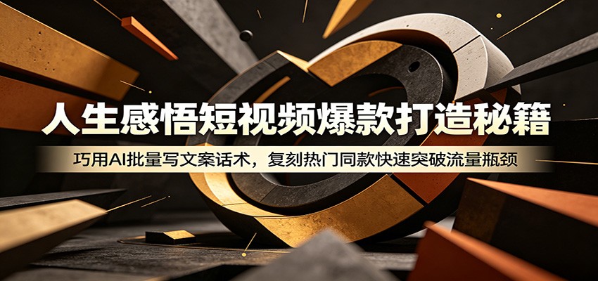 人生感悟短视频爆款打造秘籍：巧用A 批量写文案话术，复刻热门同款快速突破流量瓶颈 - 觅资源