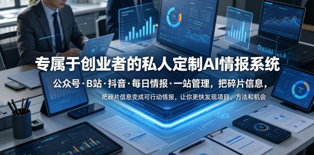 专属于创业者的私人定制AI情报系统，公众号·B站·抖音·每日情报·一站管理，把碎片信息变成可行动情报，让你更快发现项目、方法和机会 - 觅资源