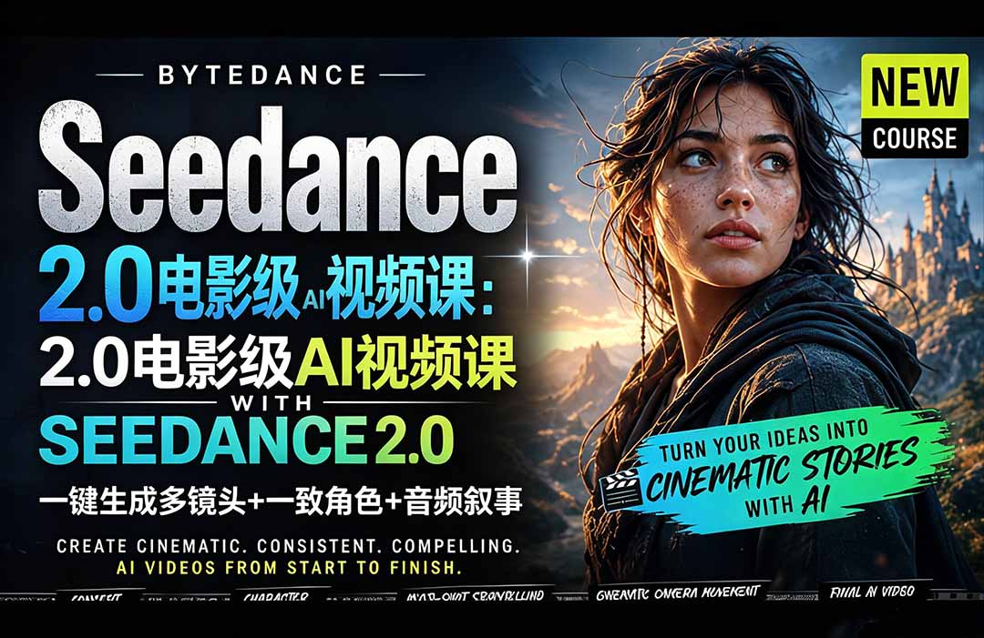 Seedance 2.0电影级AI视频课：一键生成多镜头+一致角色+音频叙事 - 觅资源