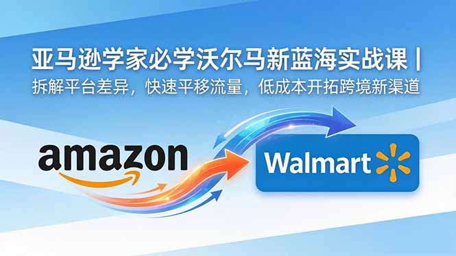 亚马逊卖家必学沃尔玛新蓝海实战课｜拆解平台差异，快速平移流量，低成本开拓跨境新渠道 - 觅资源