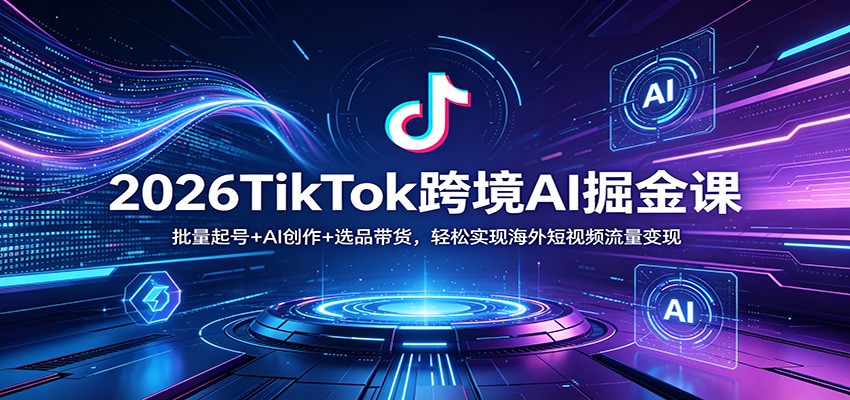 2026TikTok跨境AI掘金课：批量起号+AI创作+选品带货，轻松实现海外短视频流量变现 - 觅资源