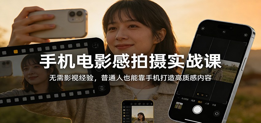 手机电影感拍摄实战课：无需影视经验，普通人也能靠手机打造高质感内容|中创学习社