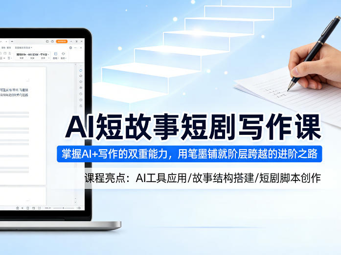 AI短故事短剧写作课，掌握AI+写作的双重能力，用笔墨铺就阶层跨越的进阶之路 - 觅资源