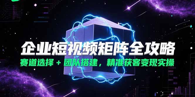 企业短视频矩阵全攻略,赛道选择+团队搭建,精准获客变现实操