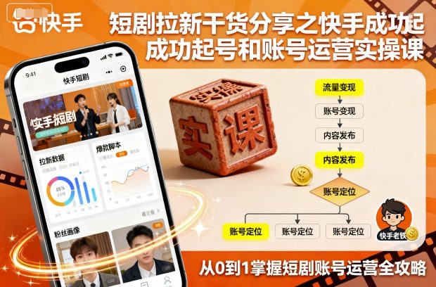 短剧拉新干货分享之快手成功起号和账号运营实操课|YX网创