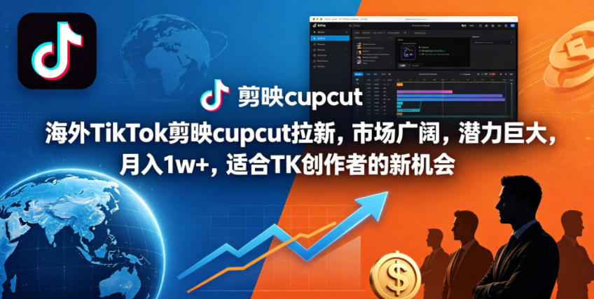 海外TikTok剪映cupcut拉新，市场广阔，潜力巨大，月入1w+，适合TK创作者的新机会 - 觅资源