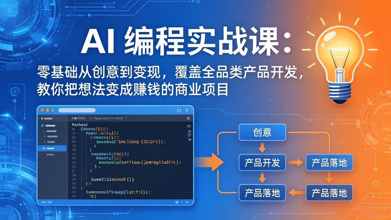 AI编程实战课-第三期-5月19更新：零基础从创意到变现，覆盖全品类产品开发，把想法变成赚钱项目 - 觅资源