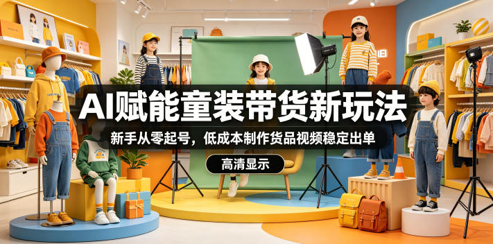 AI赋能童装带货新玩法，新手从零起号，低成本制作货品视频稳定出单 - 觅资源
