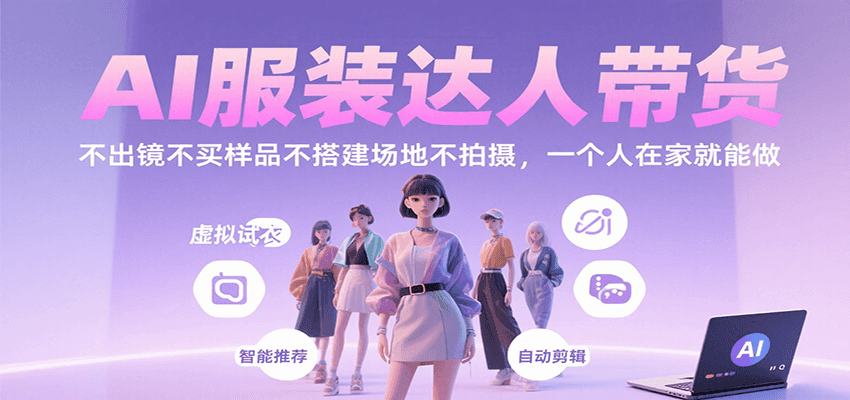 AI服装达人带货，不出镜不买样品不搭建场地不拍摄，一个人在家就能做|YX网创