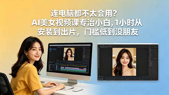 连电脑都不太会用？AI美女视频课专治小白，1小时从安装到出片，门槛低到没朋友 - 觅资源