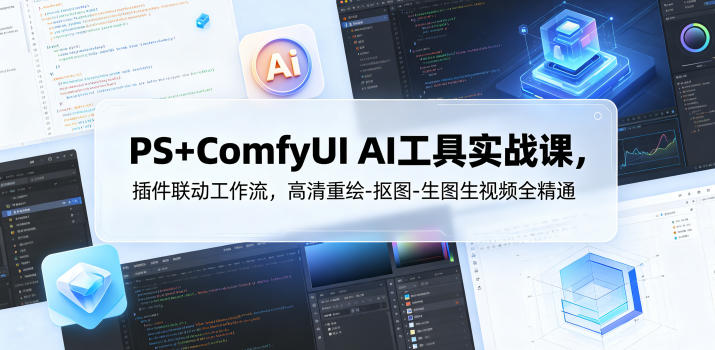 PS+ComfyUI AI工具实战课，插件联动工作流，高清重绘-抠图-生图生视频全精通 - 觅资源