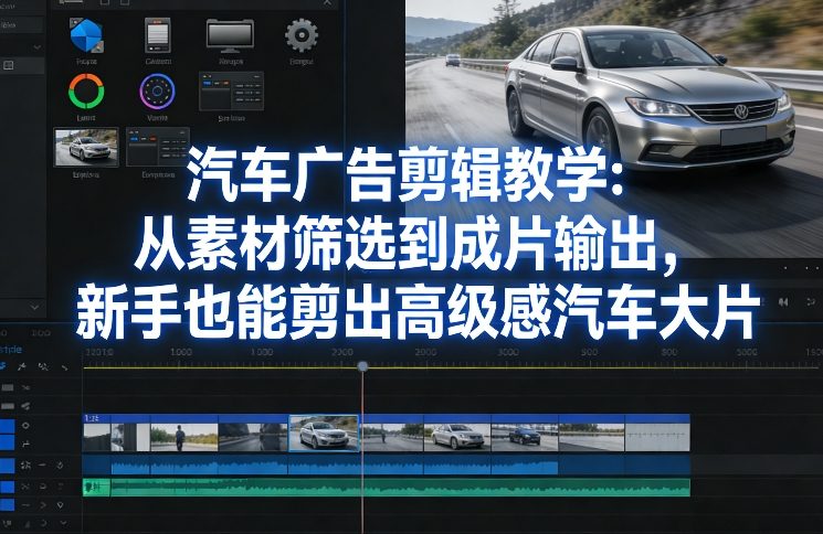 汽车广告剪辑教学：从素材筛选到成片输出，新手也能剪出高级感汽车大片|中创学习社